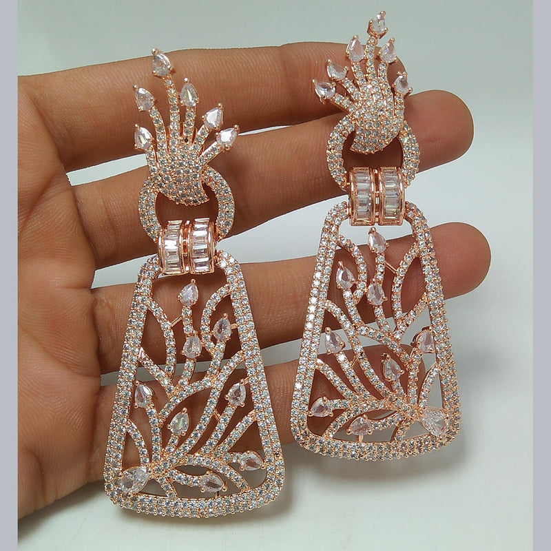 Manisha Jewellery Rose Gold Plated AD Dangler Earrings