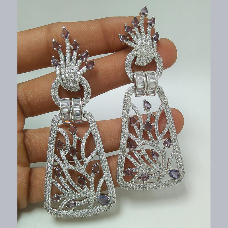 Manisha Jewellery Silver Plated AD Dangler Earrings