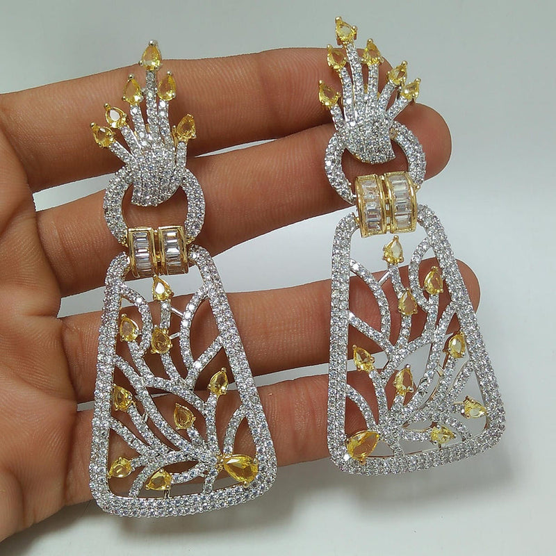 Manisha Jewellery 2Tone Plated AD Dangler Earrings