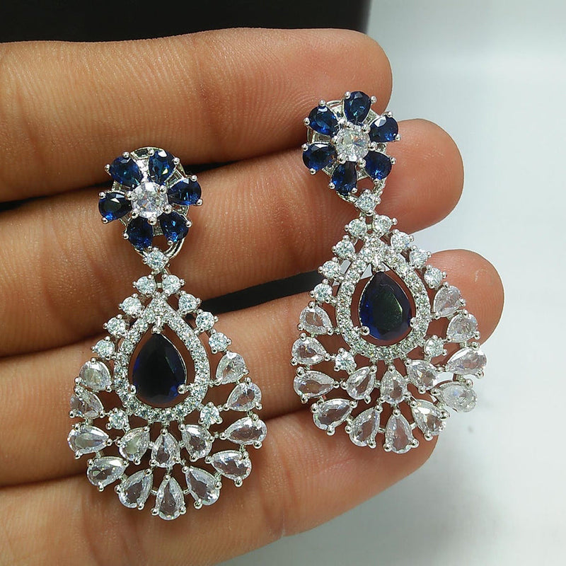 Manisha Jewellery Silver Plated AD Stone Dangler Earrings