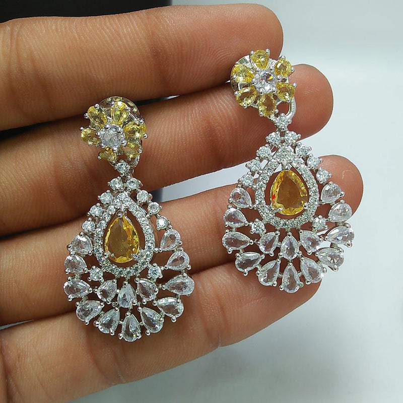 Manisha Jewellery Silver Plated AD Stone Dangler Earrings