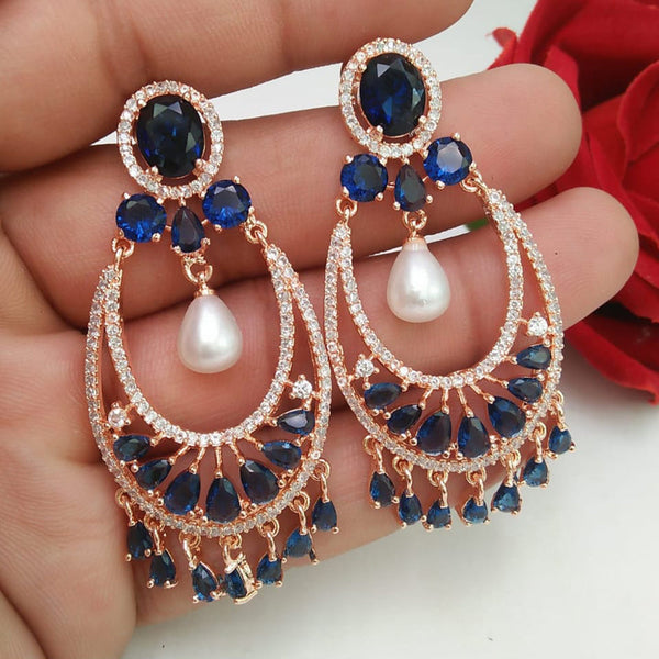 Manisha Jewellery Rose Gold Plated AD Stone Dangler Earrings