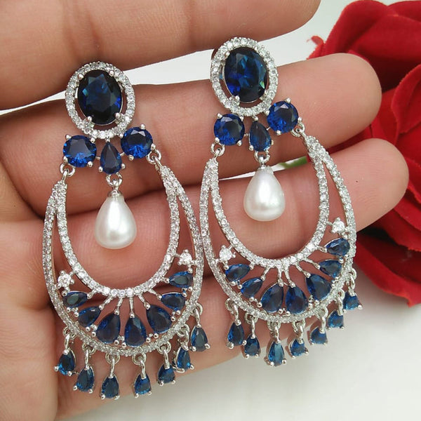 Manisha Jewellery Silver Plated AD Stone Dangler Earrings