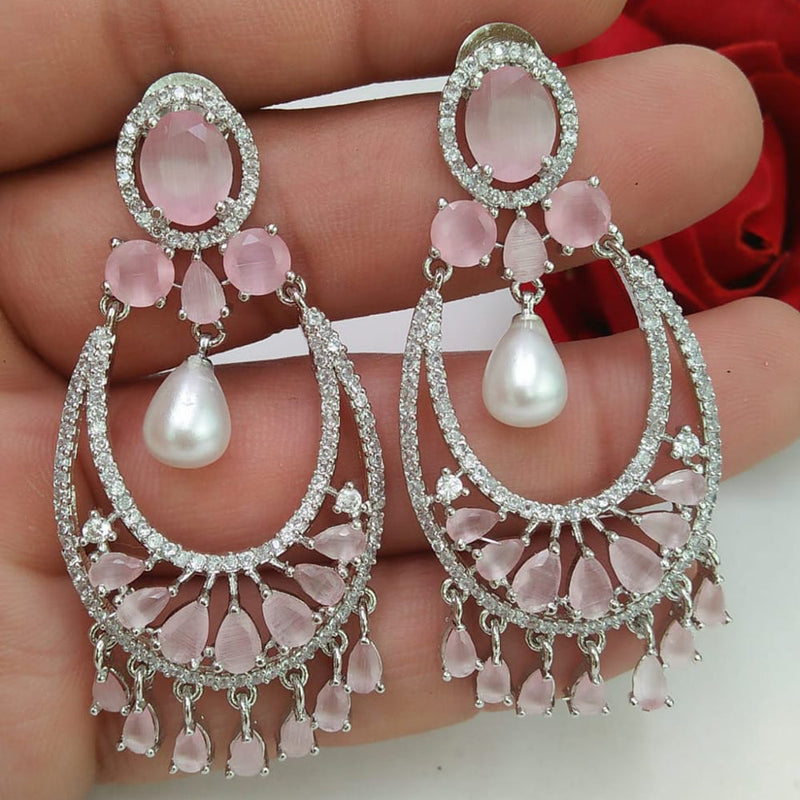 Manisha Jewellery Silver Plated AD Stone Dangler Earrings