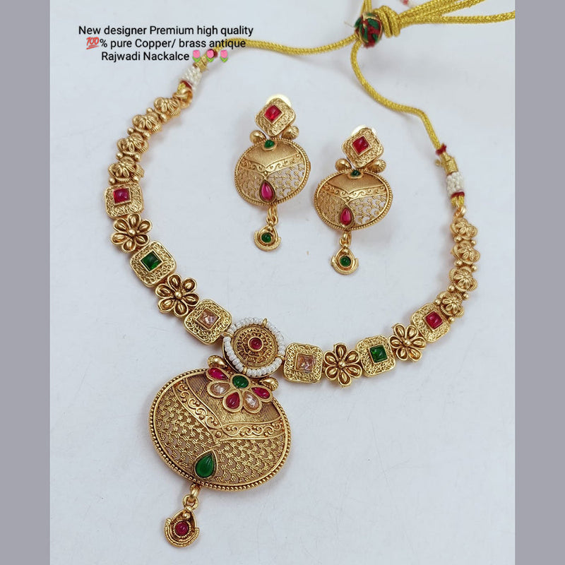 Manisha Jewellery Gold Plated Pota Stone Necklace Set