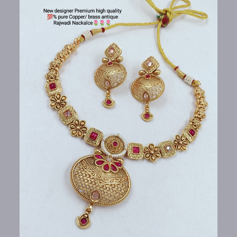 Manisha Jewellery Gold Plated Pota Stone Necklace Set