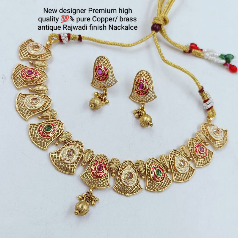 Manisha Jewellery Gold Plated Pota Meenakari Necklace Set