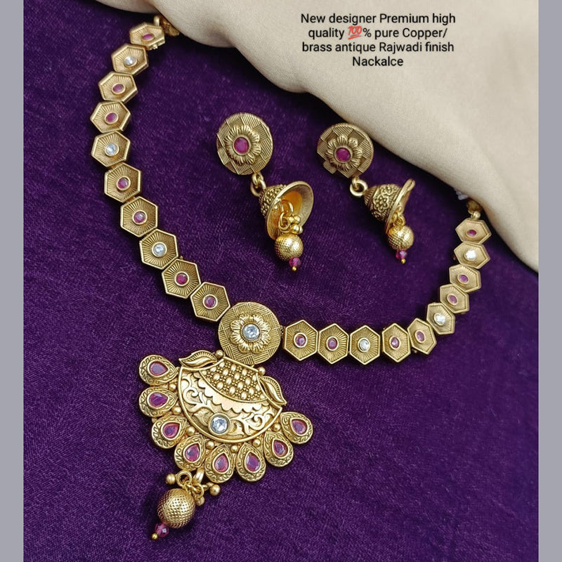 Manisha Jewellery Gold Plated Pota Stone Necklace Set