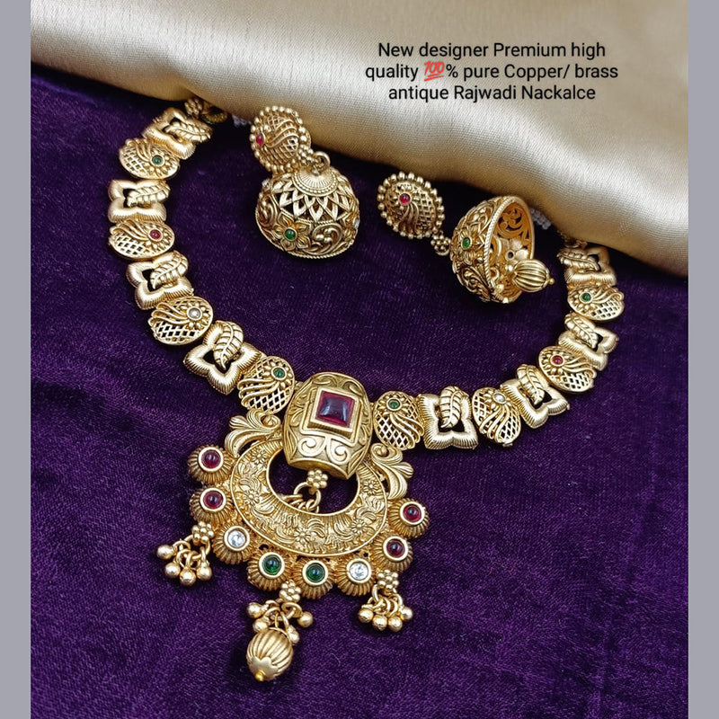 Manisha Jewellery Gold Plated Pota Stone Necklace Set