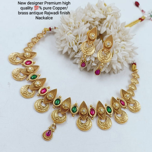 Manisha Jewellery Gold Plated Pota Stone Necklace Set