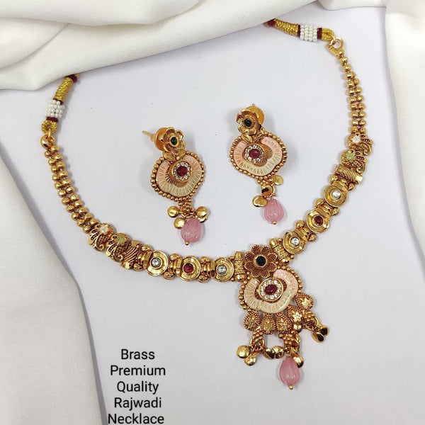 Manisha Jewellery Gold Plated Pota Stone Necklace Set