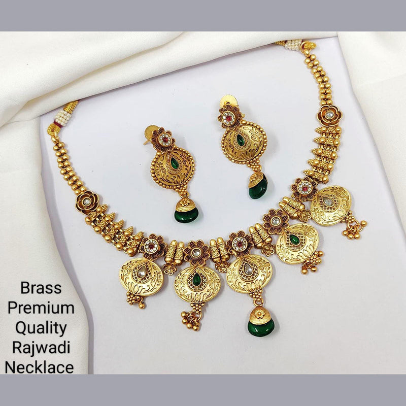 Manisha Jewellery Gold Plated Pota Stone Necklace Set