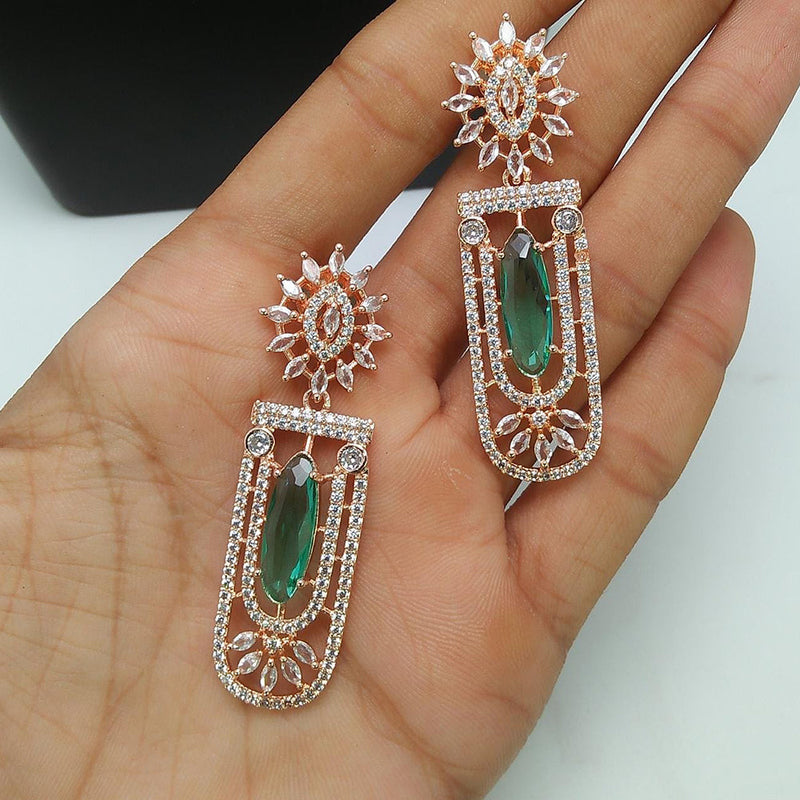 Manisha Jewellery Rose Gold Plated AD Stone Dangler Earrings