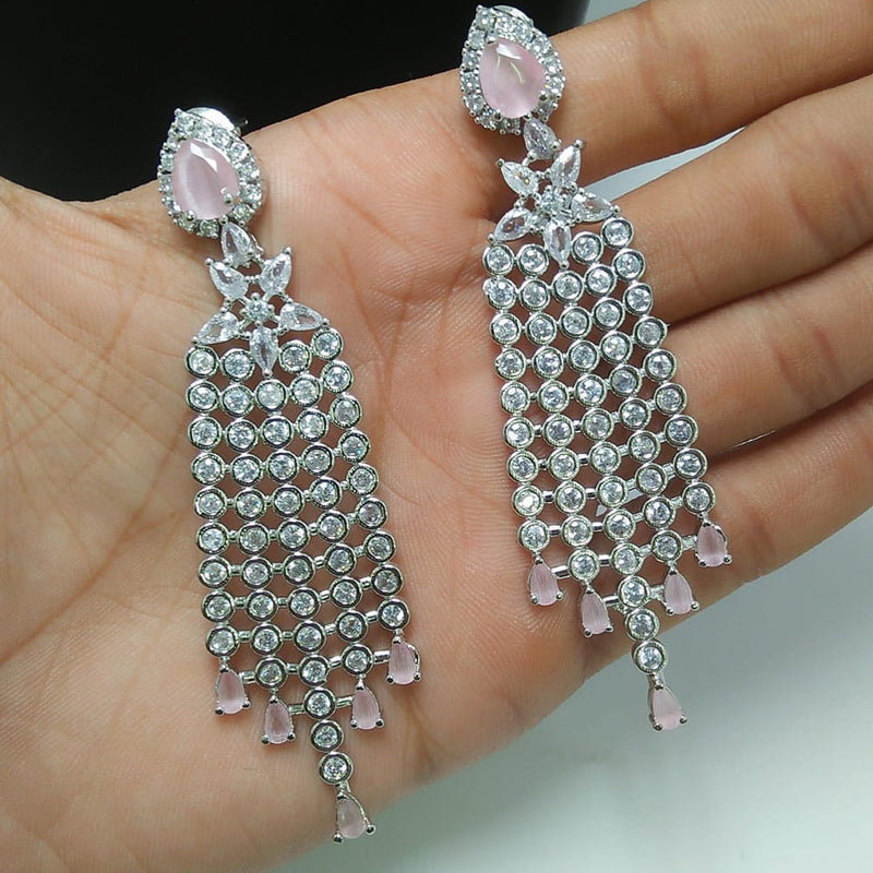 Manisha Jewellery Silver Plated AD Stone Dangler Earrings