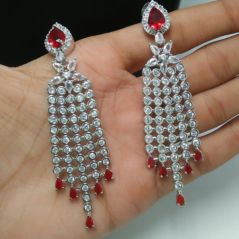 Manisha Jewellery Silver Plated AD Stone Dangler Earrings