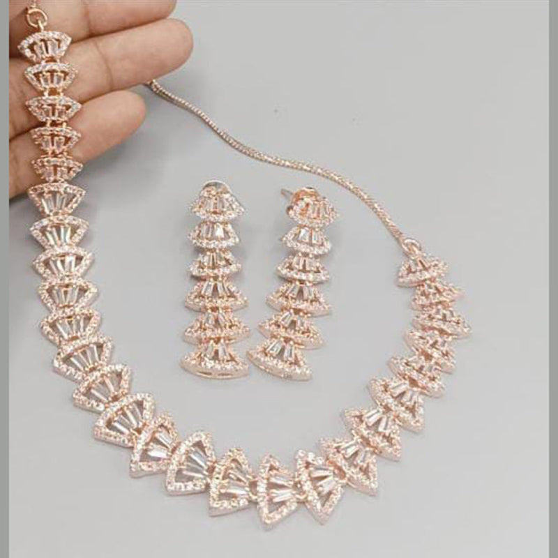 Manisha Jewellery Rose Gold Plated AD Necklace Set