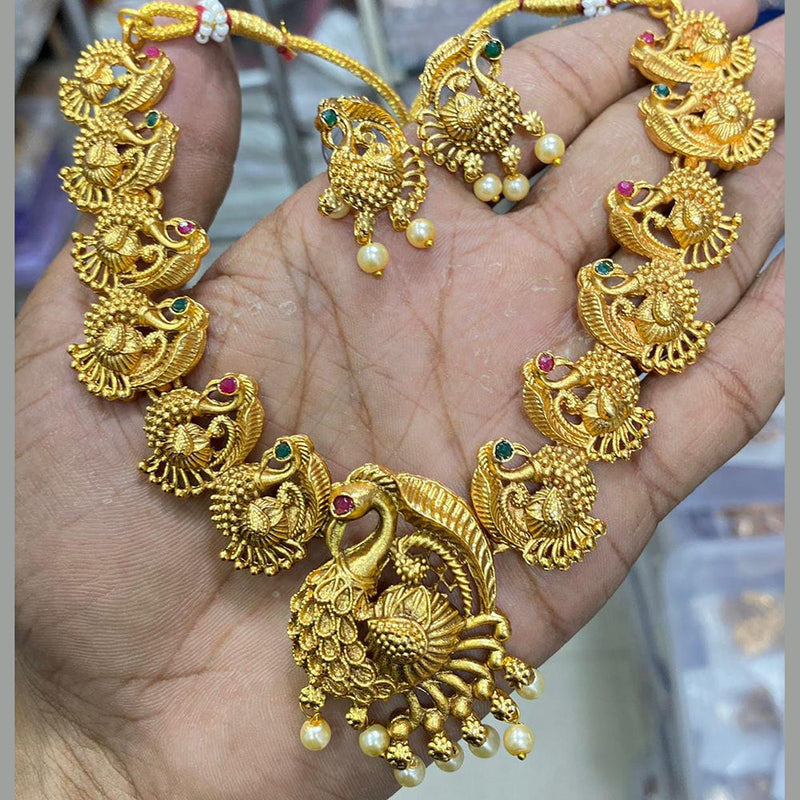 Manisha Jewellery Gold Plated Pota Stone Necklace Set