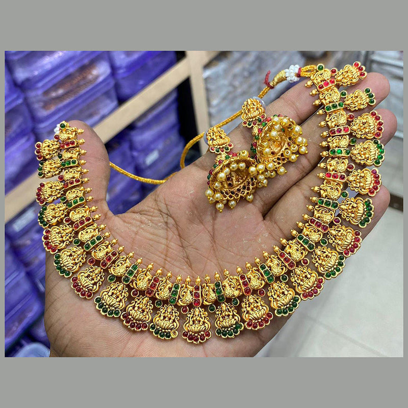 Manisha Jewellery Gold Plated Pota Stone Necklace Set