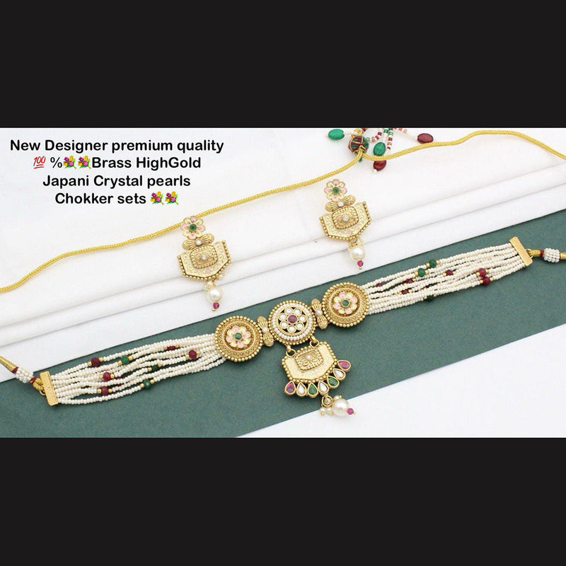 Manisha Jewellery Gold Plated Pearls Choker Necklace Set