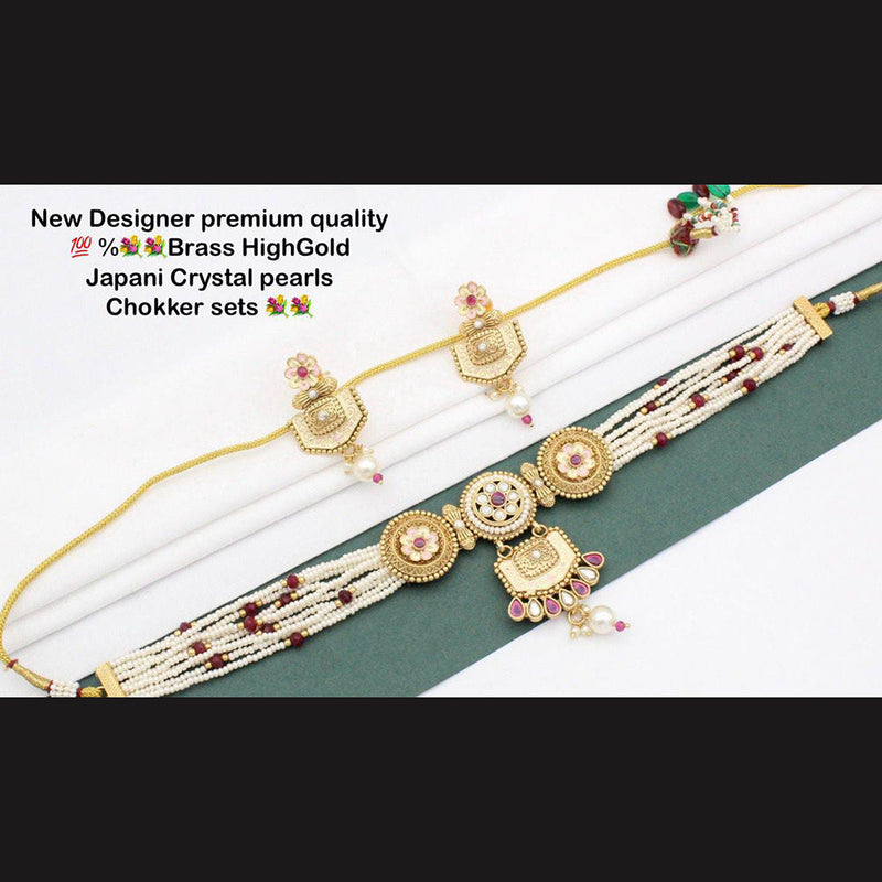 Manisha Jewellery Gold Plated Pearls Choker Necklace Set