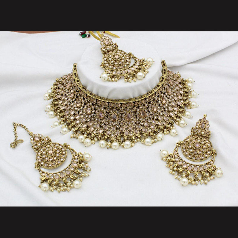 Manisha Jewellery  Gold Plated Crystal Stone Necklace Set