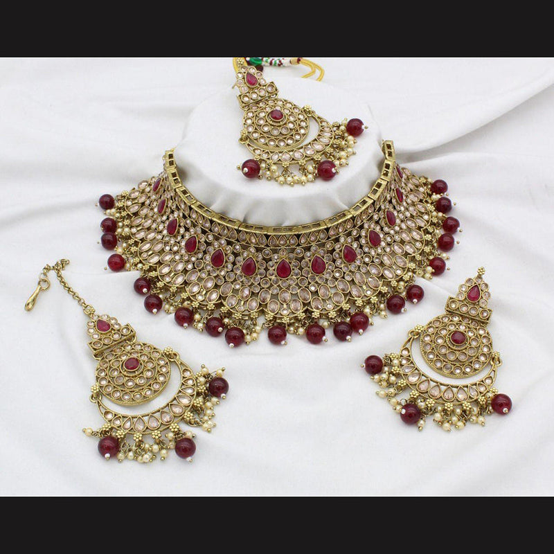 Manisha Jewellery  Gold Plated Crystal Stone Necklace Set