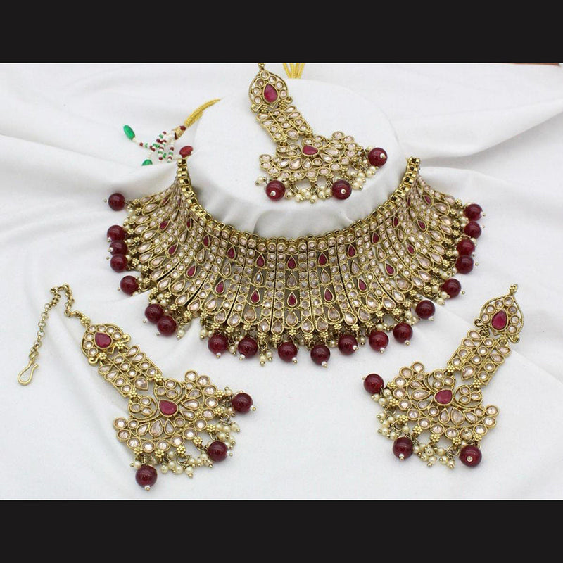 Manisha Jewellery  Gold Plated Crystal Stone Necklace Set