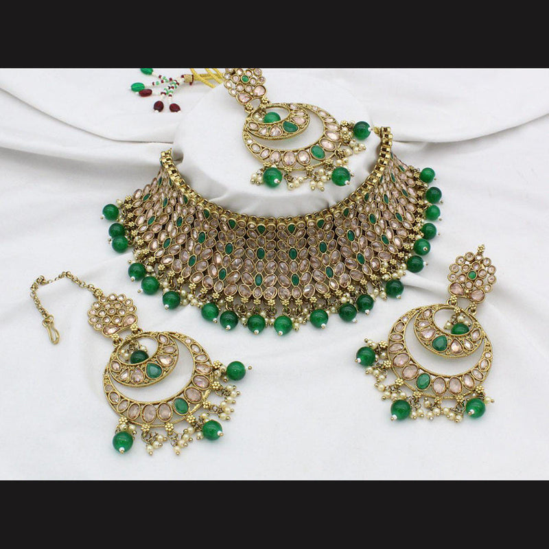 Manisha Jewellery  Gold Plated Crystal Stone Necklace Set