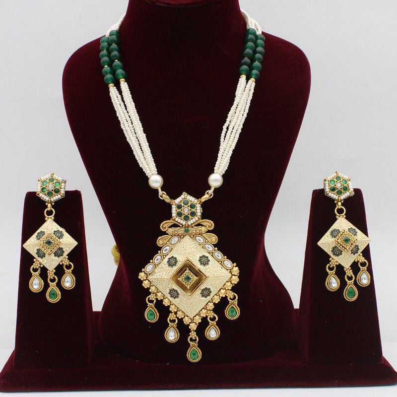 Manisha Jewellery Gold Plated Pearl Long Necklace Set