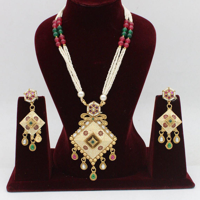 Manisha Jewellery Gold Plated Pearl Long Necklace Set