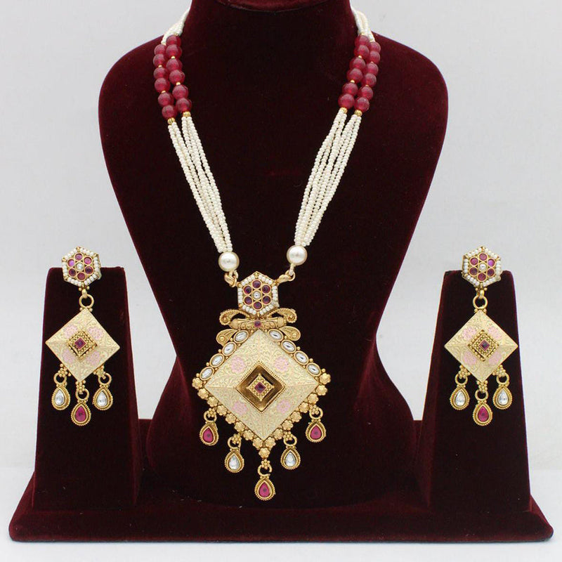 Manisha Jewellery Gold Plated Pearl Long Necklace Set