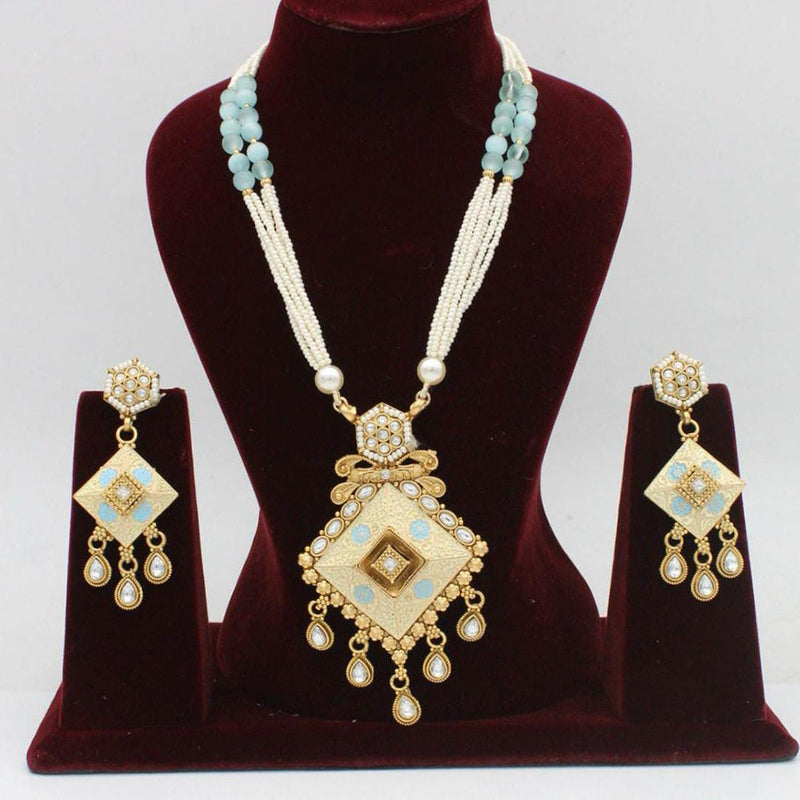 Manisha Jewellery Gold Plated Pearl Long Necklace Set