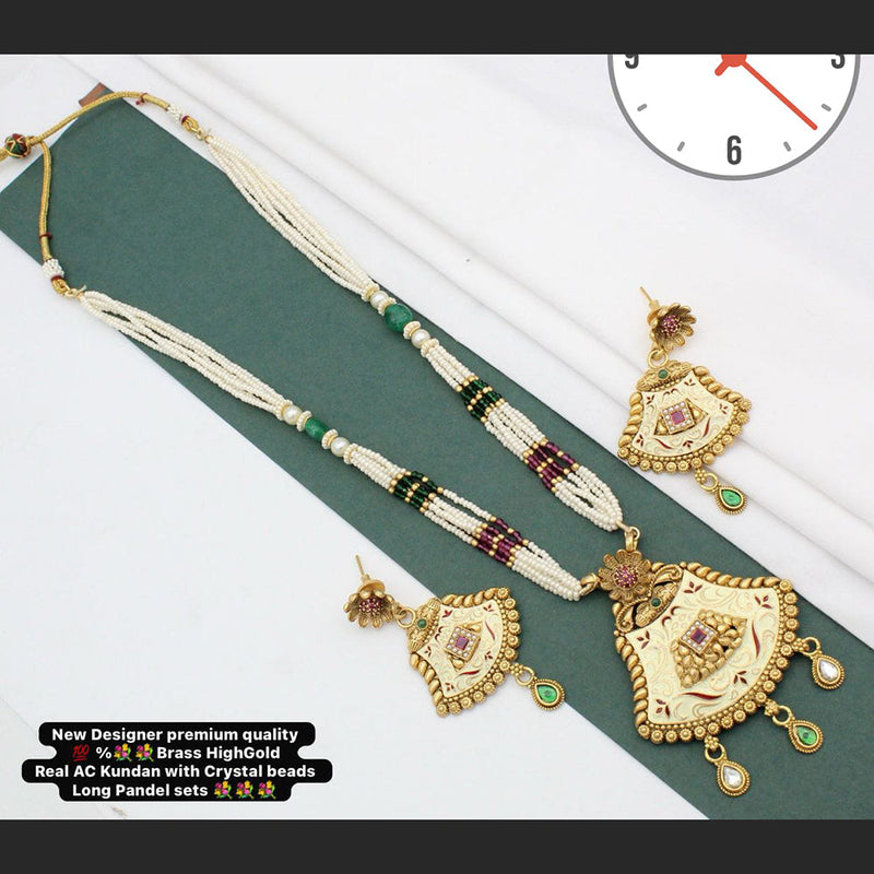 Manisha Jewellery Gold Plated Kundan Long Necklace Set