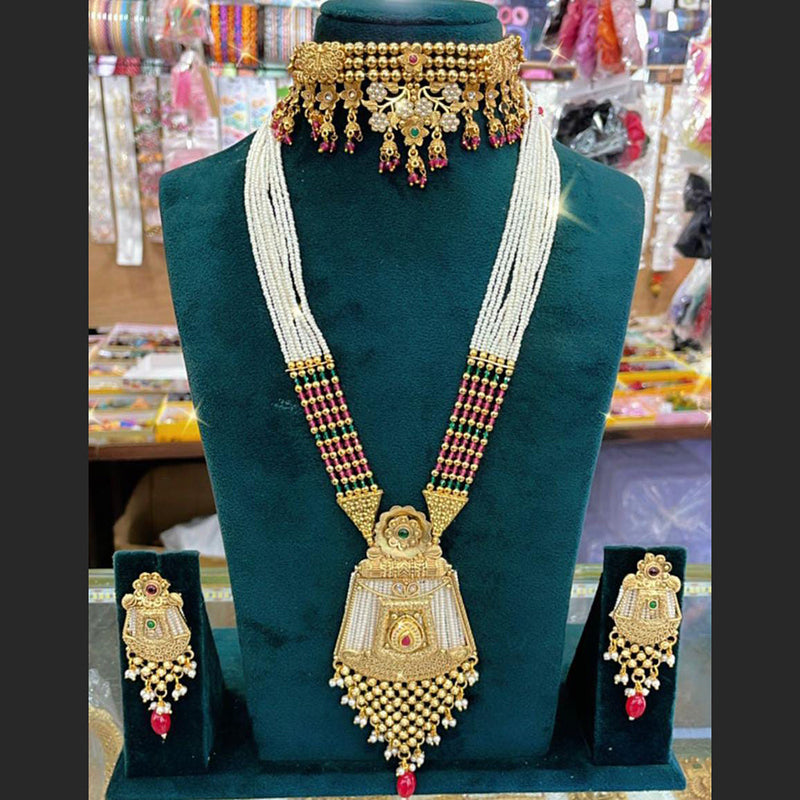 Manisha Jewellery Gold Plated Double Necklace Set