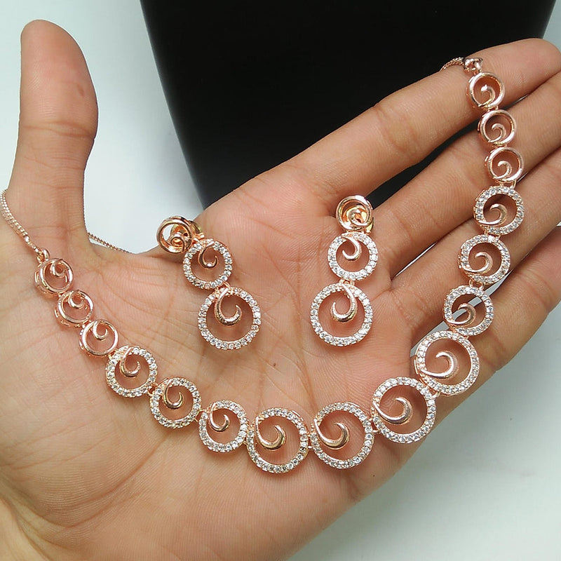 Manisha Jewellery Rose Gold Plated Austrian Stone Necklace Set