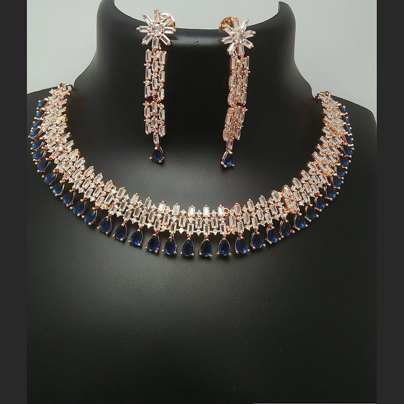 Manisha Jewellery Rose Gold Plated AD Necklace Set