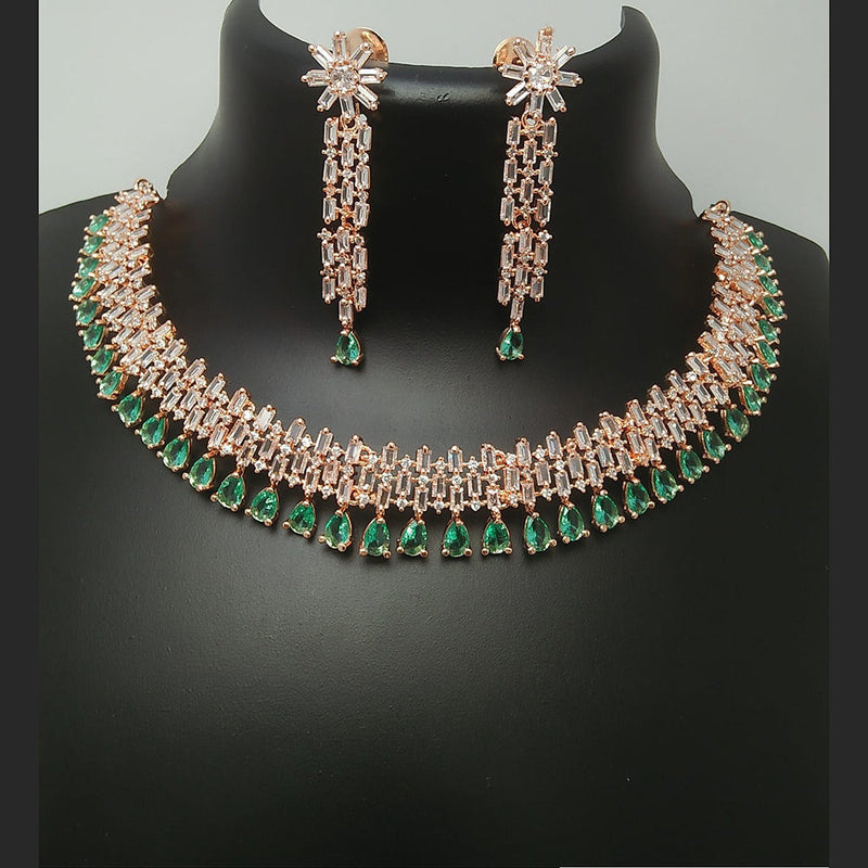 Manisha Jewellery Rose Gold Plated AD Necklace Set