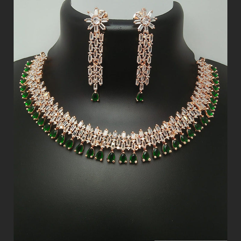 Manisha Jewellery Rose Gold Plated AD Necklace Set