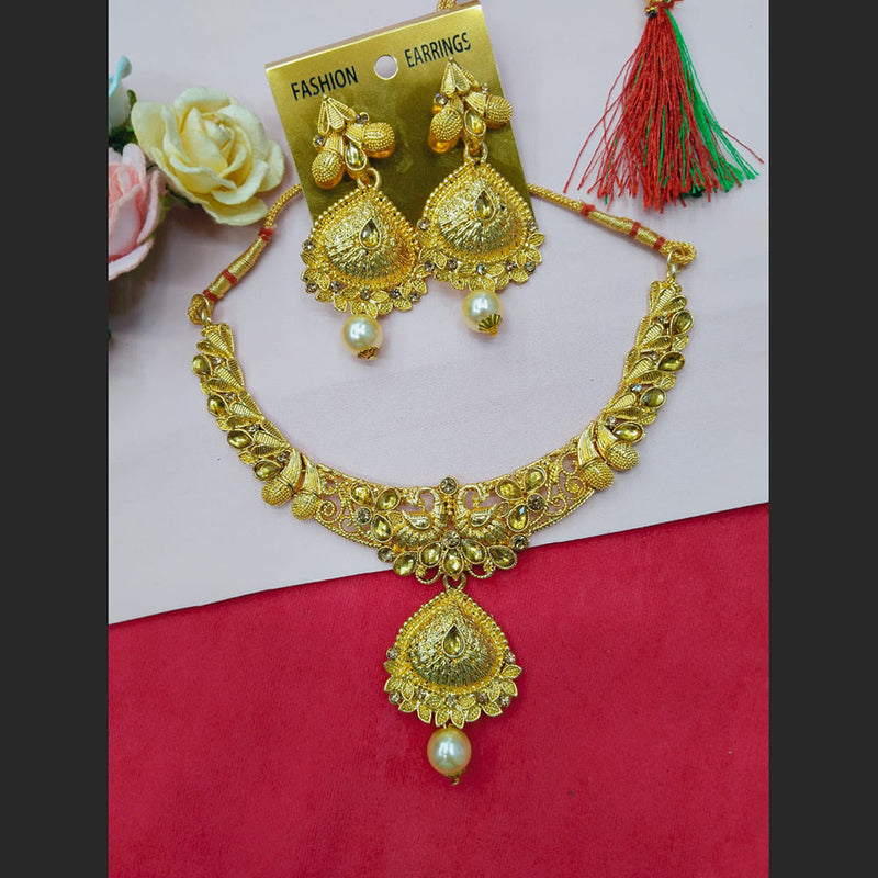 Manisha Jewellery  Gold Plated Crystal Stone Necklace Set