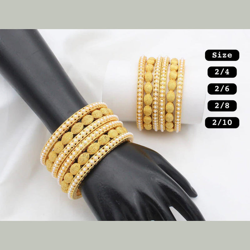 Manisha Gold Plated Pearl  Bangles Set