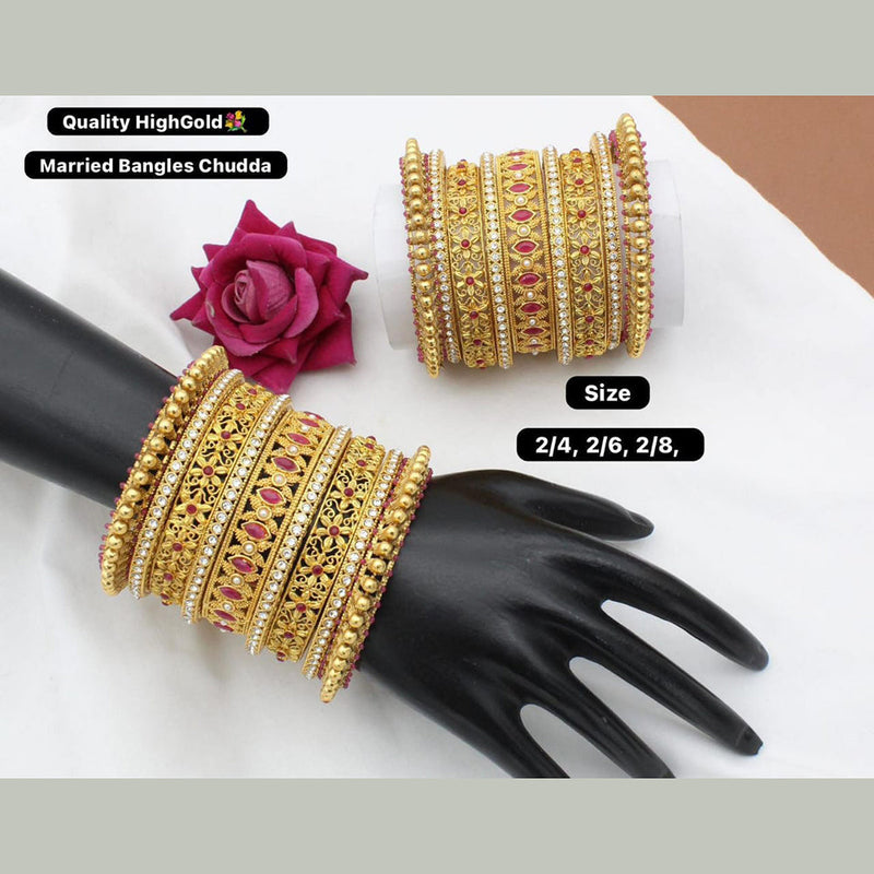 Manisha Jewellery Gold Plated Pota Stone Bangles Set