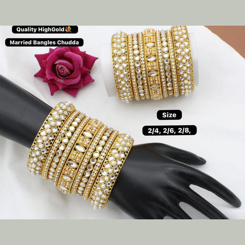 Manisha Jewellery Gold Plated Pota Stone Bangles Set