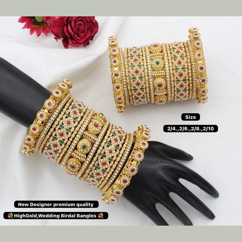 Manisha Jewellery Gold Plated Pota Stone Bangles Set