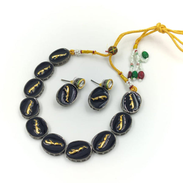 Manisha Jewellery Oxidised Plated Meenakari Necklace Set