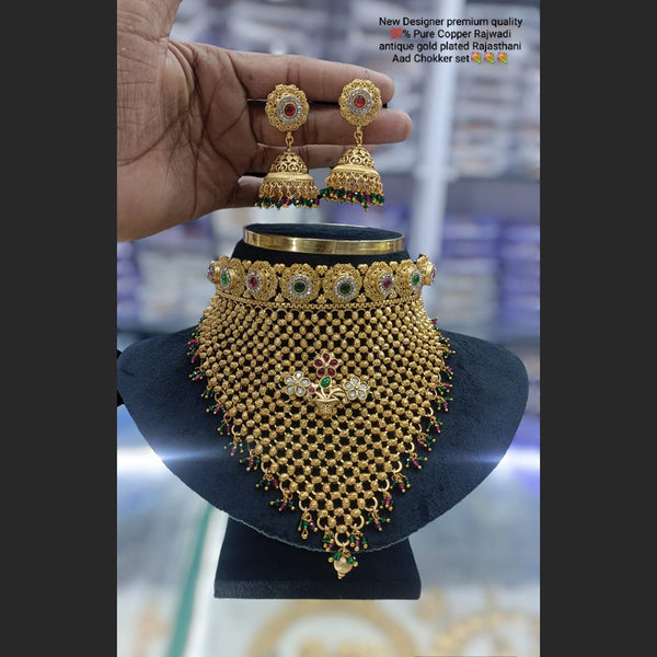 Manisha Jewellery Gold Plated Rajwadi Choker Necklace Set