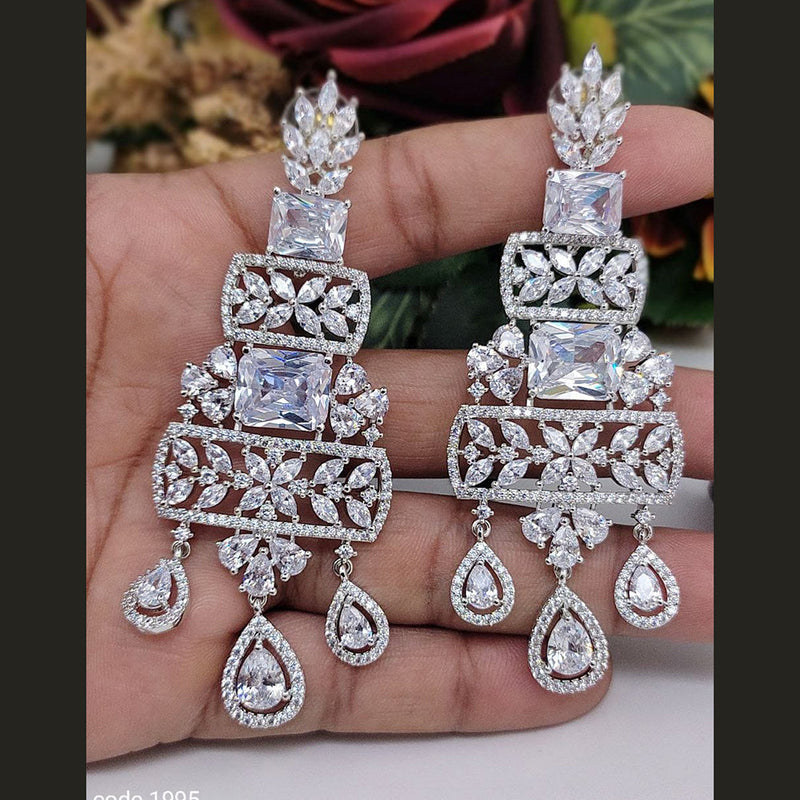 Manisha Jewellery Silver Plated AD Dangler Earrings