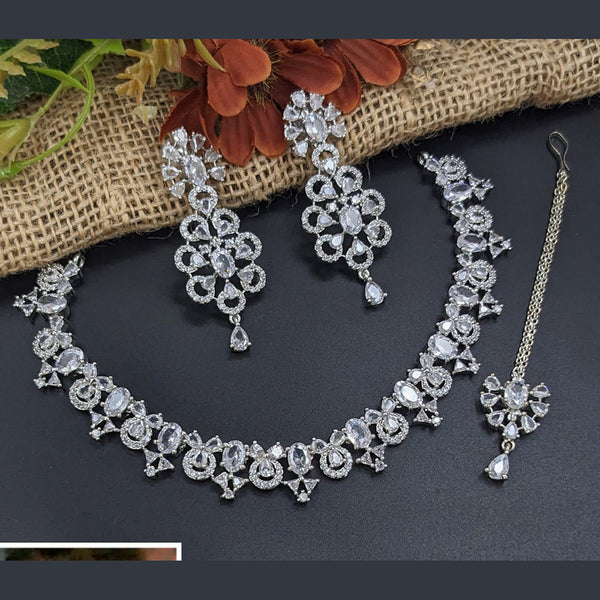 Manisha Jewellery Silver Plated AD Necklace Set