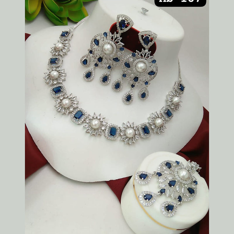 Manisha Jewellery Silver Plated AD Necklace Set