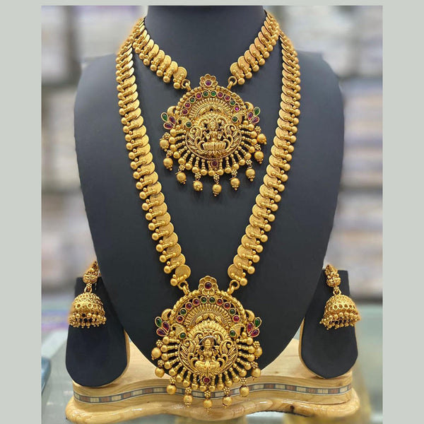 Manisha Jewellery Gold Plated Temple Double Necklace Set