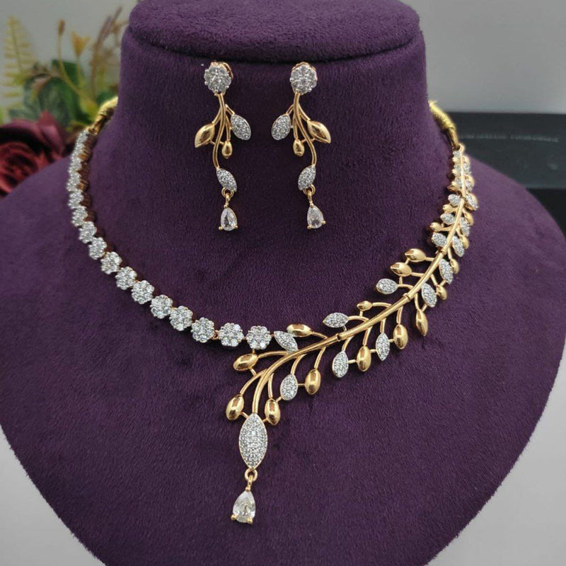 Manisha Jewellery Gold Plated AD Stone Necklace Set